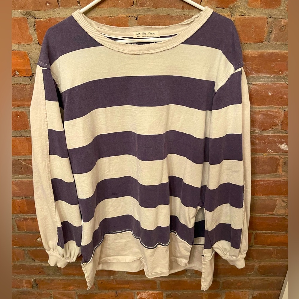 Free people oversized surfin on your stripes crewneck